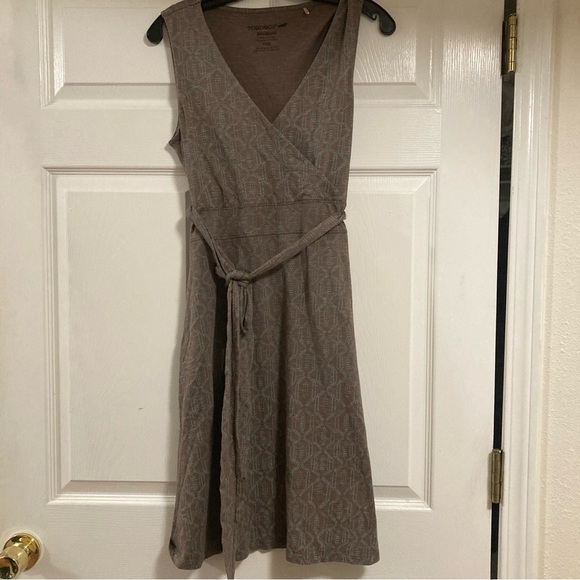 TOAD & CO Poppy Cue Faux Wrap Brown Sleeveless Tank Dress Sz M Organic Cotton - Picture 13 of 16